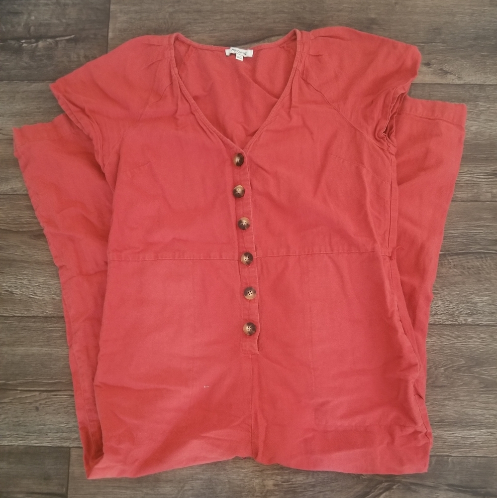 Madewell Burnt Orange Romper. Cotton /linen Blend. Size 10.